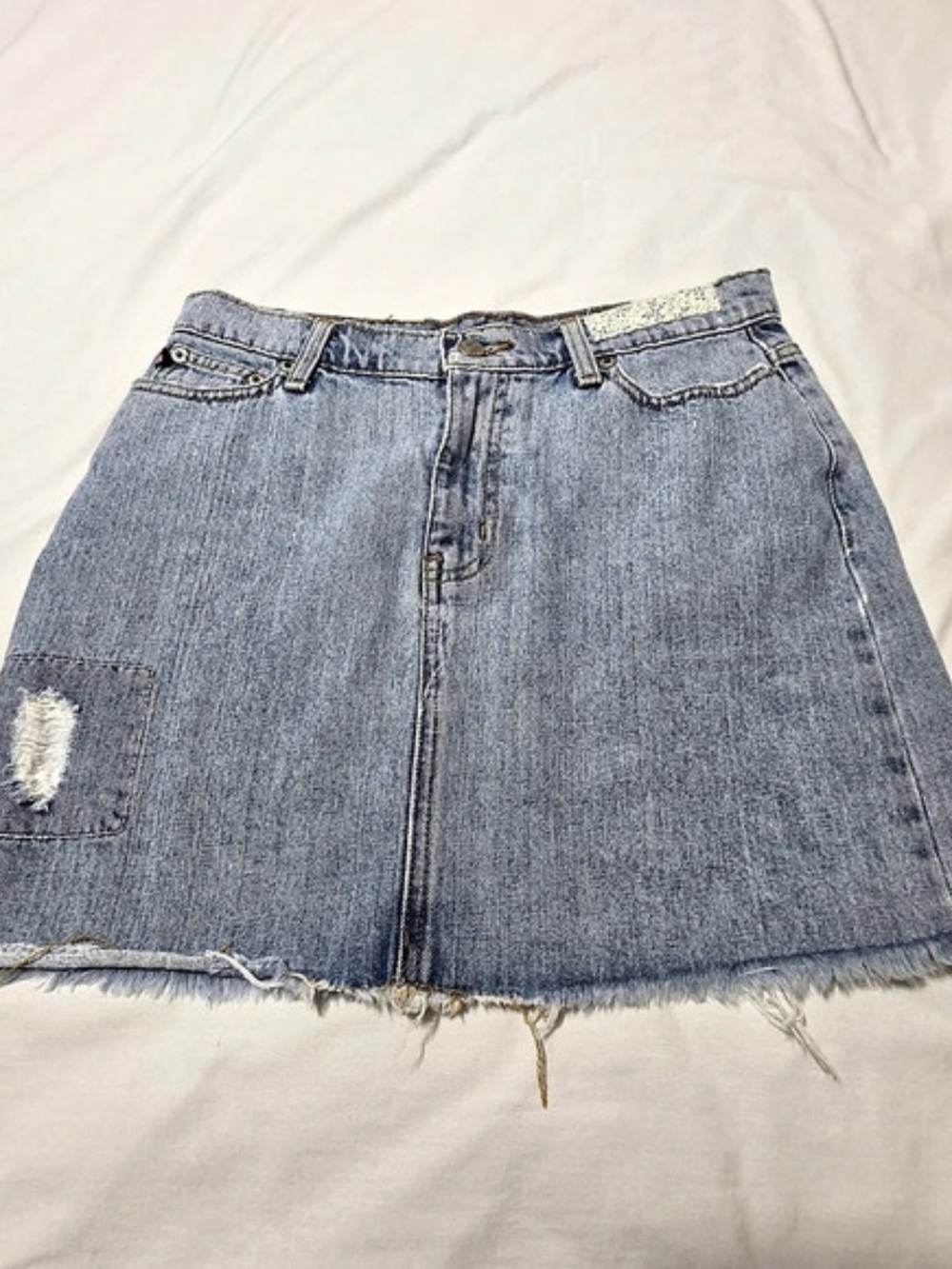 Polo Jeans Company RL Vintage Y2K Destructed Patched Mini Denim Skirt